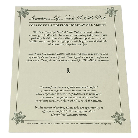 2010 Childs Sled Holiday Brass Ornament Collector’s Edition Sometimes Life Needs - Picture 7 of 12